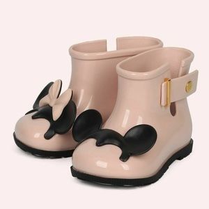 Mini Melissa Sugar Rain Disney Twins Pink & Black Rain Boots